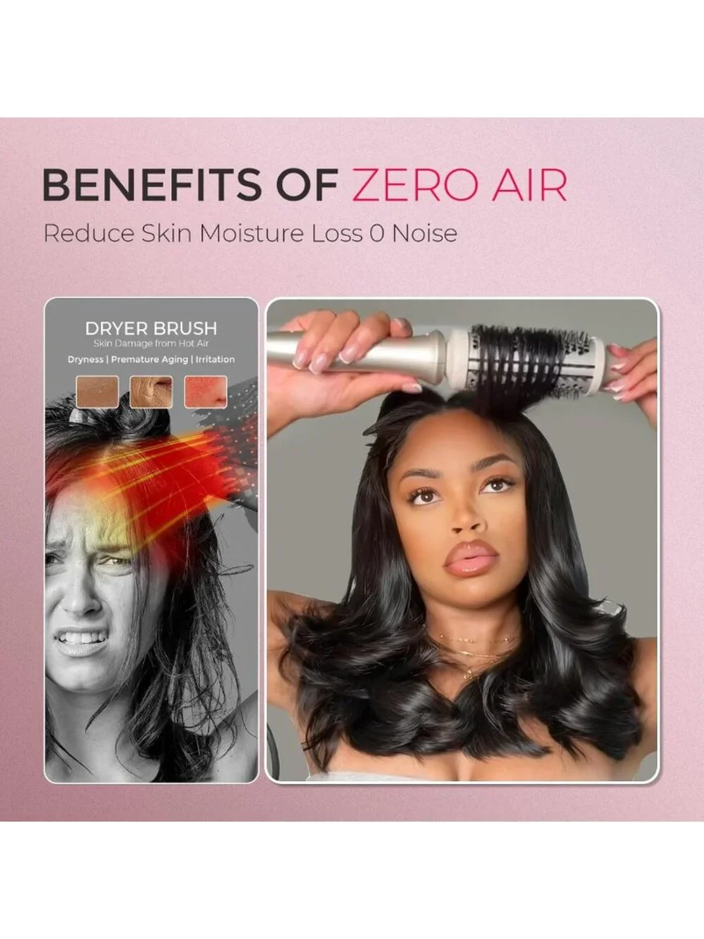2-in-1 Heated Round Brush & Curling Tool - Volumizing Blowout Styler, Dual